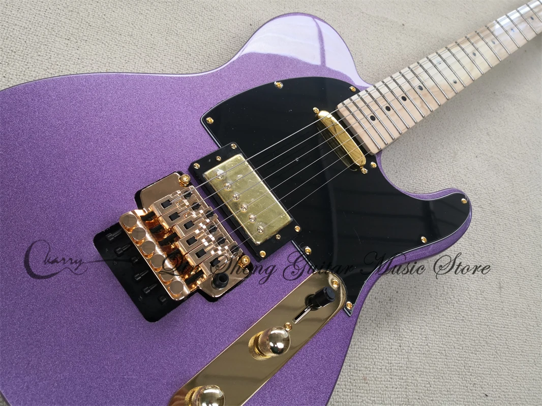 Order booking 6 strings tel electric guitar, metal purple guitar,,tremolo bridge  SH pickups,Gold buttons,