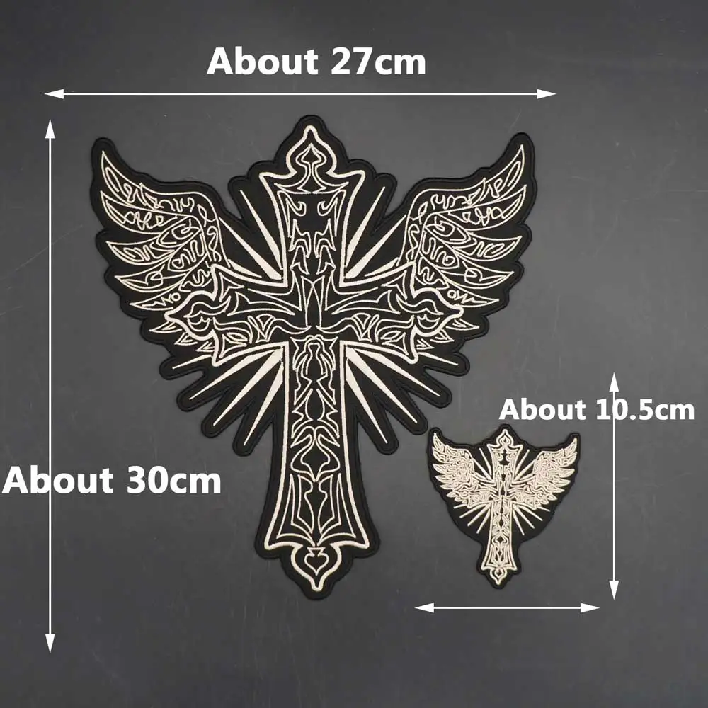 Wing Cross Embroidery Patch Badge Cloth Leather Jacket Decoration Back High-grade Iron-On