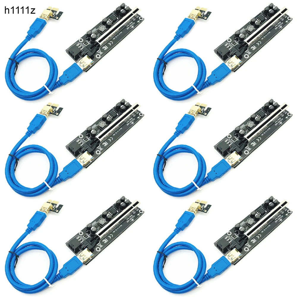 

6pcs Newest 009S PLUS USB 3.0 PCI-E Riser VER009 Express 1X 4x 8x 16x Extender pcie Riser Adapter Card SATA 15pin to 6 pin Power