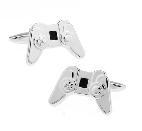 أزرار أكمام للعبة الرجال ، مادة نحاسية عالية الجودة ، روابط الكفة بعصا التحكم باللون الفضي ، البيع بالجملة والتجزئة #3