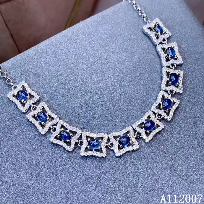 

KJJEAXCMY fine jewelry 925 sterling silver inlaid natural sapphire bracelet delicate female noble bracelet support testing