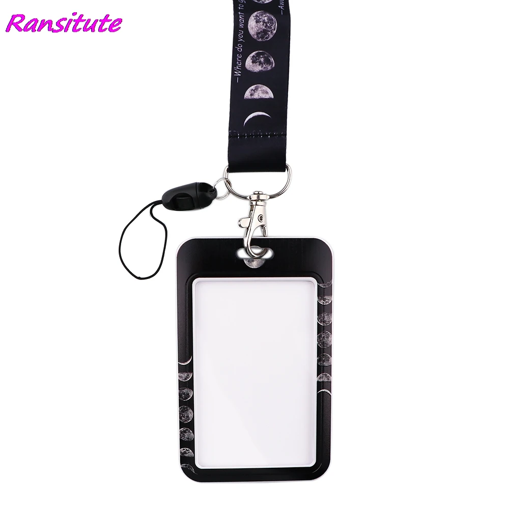 Ransitute R1855 Lunar Eclipse Lanyard Card ID Holder Car KeyChain ID Card Pass Gym Mobile Phone Badge Key Ring Holder Jewelry