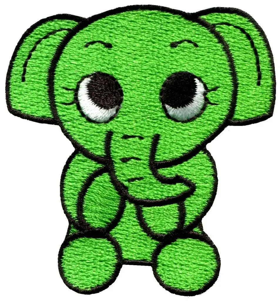 

Elephant baby animal green applique iron on patch