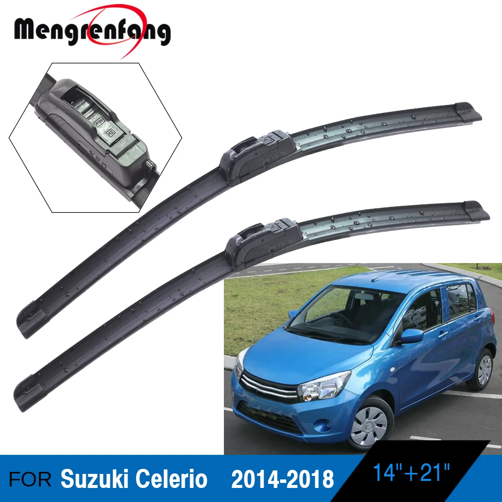 For Suzuki Celerio Car Frameless Soft Rubber Wiper Blade Front Windscreen Wiper Blades J Hook Arms 2014 2015 2016 2017 2018