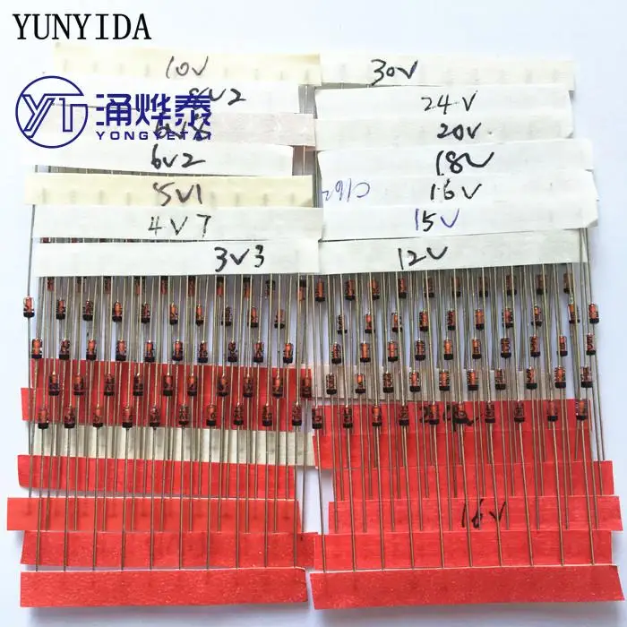 1/2W 0.5W Zener Diode 3.3-30V 14values*10pcs=140pcs  Assorted Assortment Set New electronic diy kit