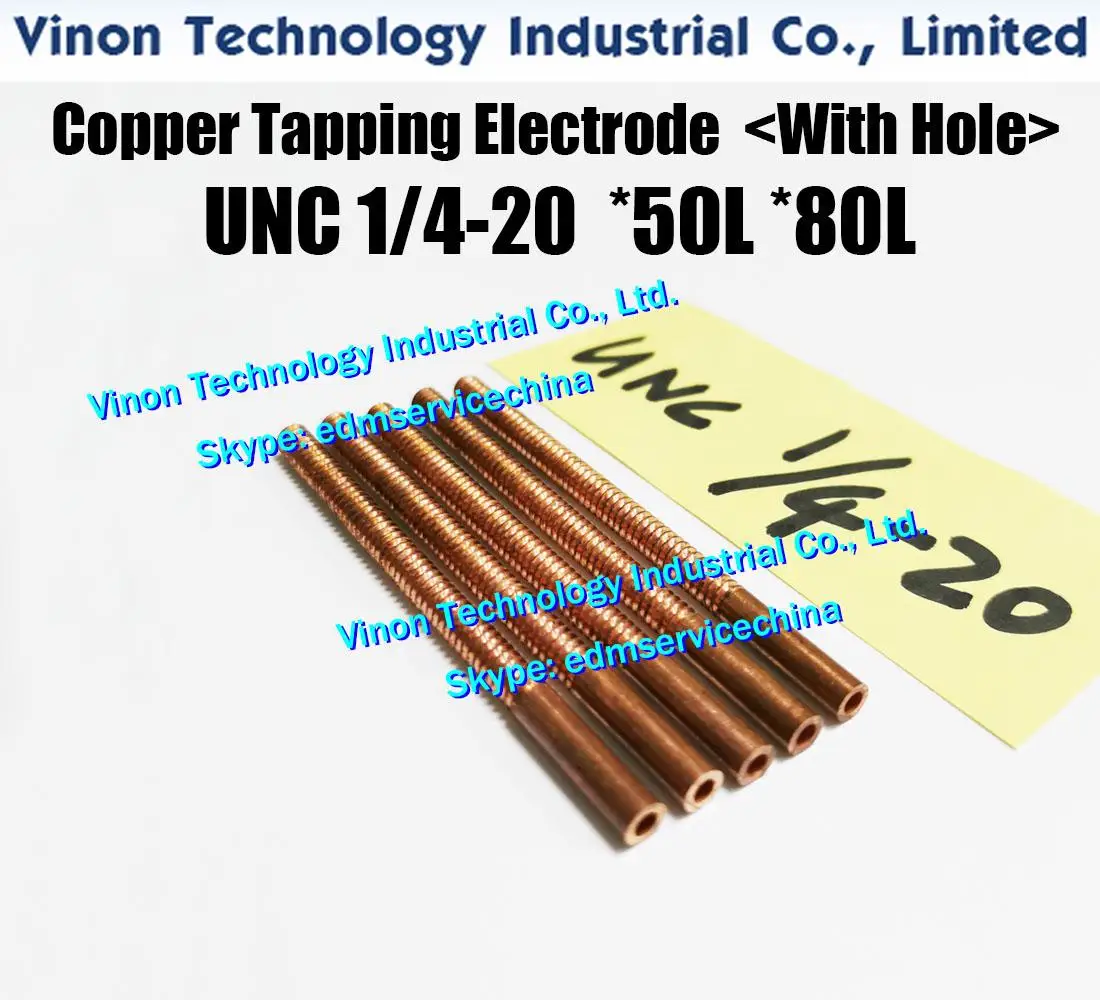 (5PC/Lot) UNC 1/4-20*50L*80Lmm Copper Tapping Electrode with hole .Tapping electrode copper 1/4-20 UNC orbital ¼''-20