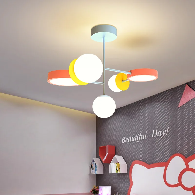 Nordic Kids Chandelier Light for Bedroom Nursery School Indoor Decor Cute Cartoon Pendant Hanging Lamp LED AC 220V