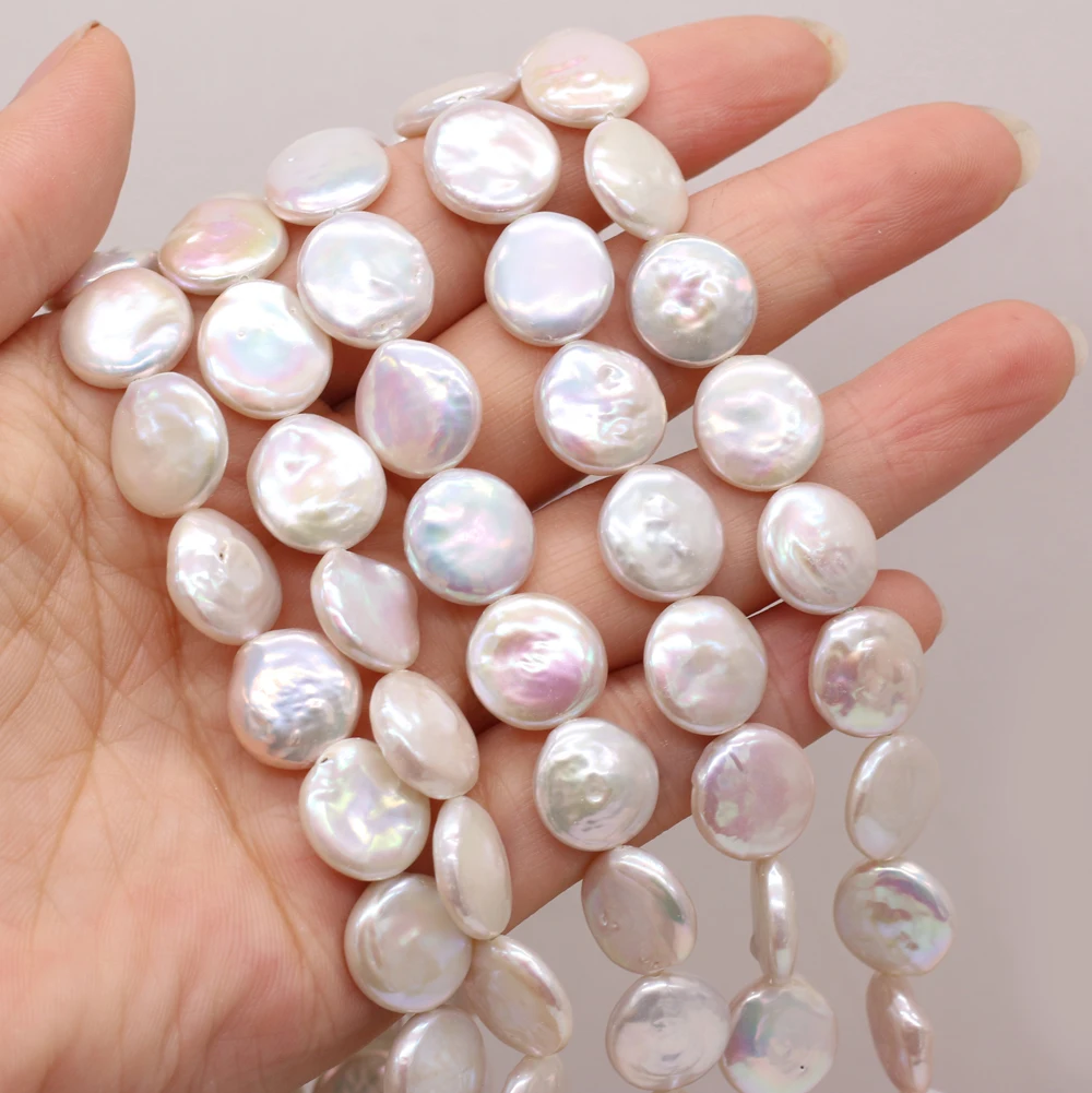 Natural Freshwater Pearl Beads Irregular White Button Shape Loose Beaded For Jewelry Making DIY Bracelet Necklace Accessories