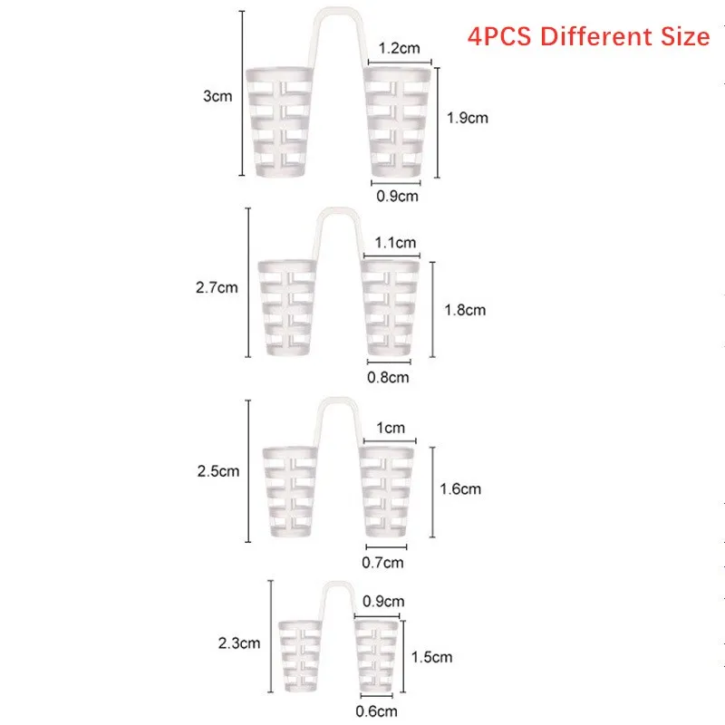 4個アンチいびきノーズクリップ通気性の睡眠いびきストッパー援助鼻拡張器ポータブル個人美容ケア製品