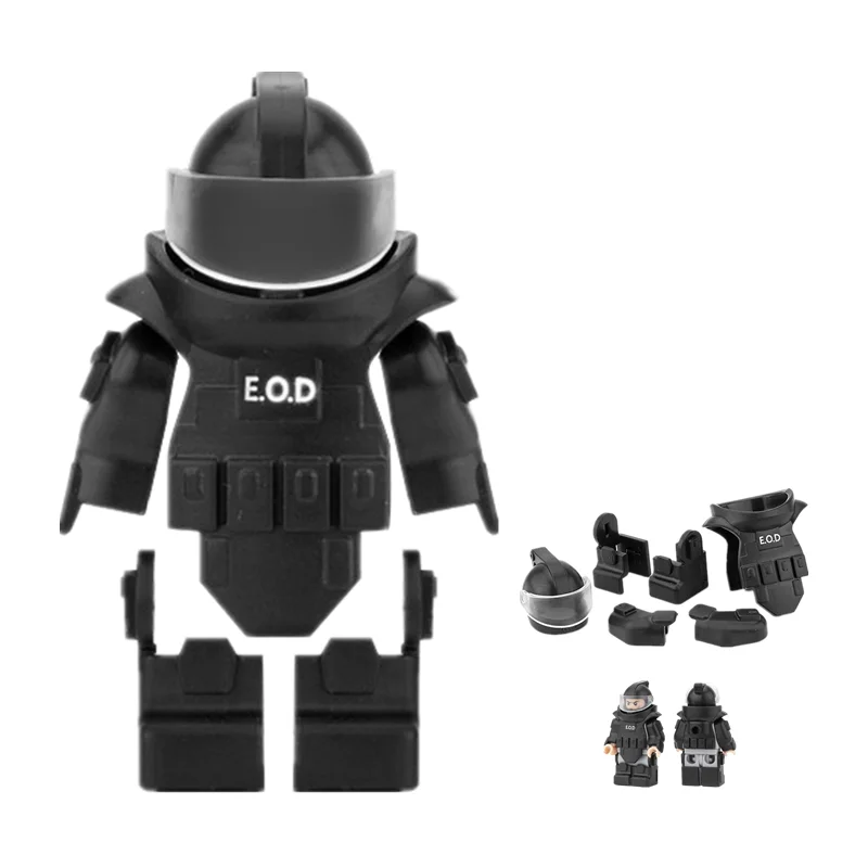 Military Accessories Bomb Disposal Suit Building Block EOD Special Forces Explosion-proof Suit Armor Vest Moc Toys Parts C277