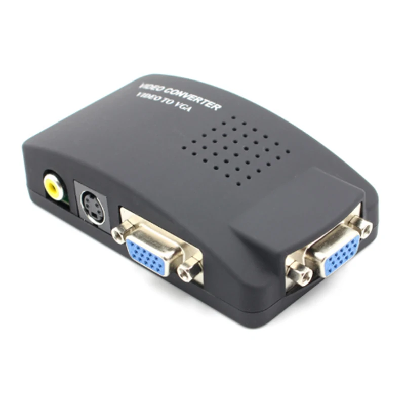 Retail AV to VGA Adapter RCA VGA Converter PC RCA Composite S-Video AV Input to PC VGA LCD Output Converter Switch Box