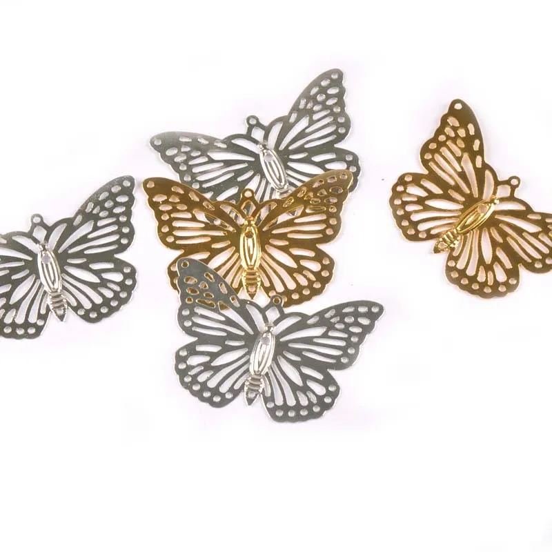 Gold Silver Flower Butterfly Connectors Filigree Wraps Metal Crafts  For DIY Scrapbook Accessories Embellishments 20Pcs yk0768