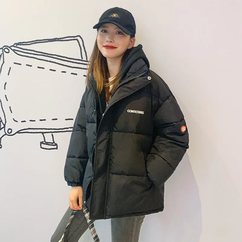 Winter New Fake Two-piece Thick Jacket Women Parkas Hooded Thick Down Cotton Streetwear Candy Color