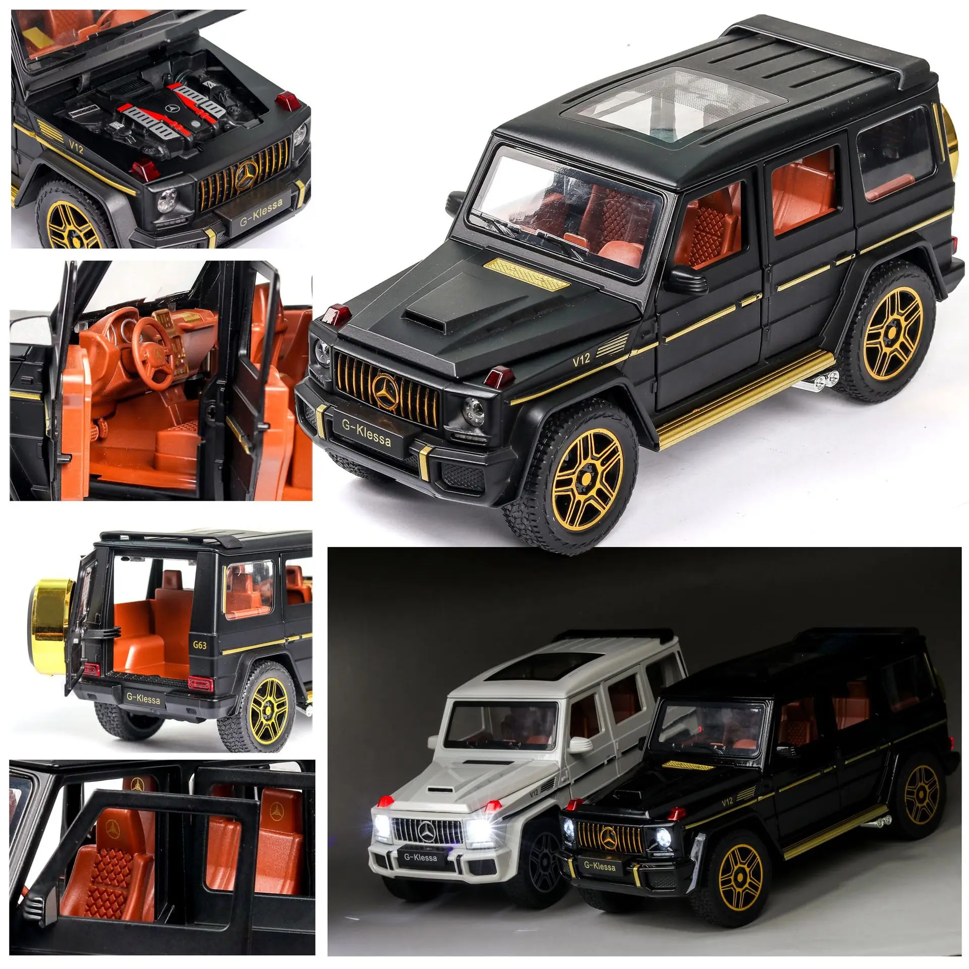 1:24 giocattolo Modello di Auto In Metallo Ruote Auto In Lega di Simulazione di G65 Diecast Veicolo Del Giocattolo Suono Luce Tirare Indietro Auto Giocattoli Per scherza il Regalo