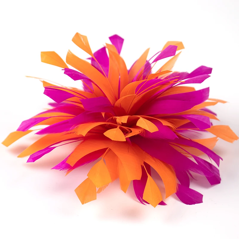 Hair Accessoires  Feathers Orange Pink Charming Womens Flower Hat For Cocktail Ball Wedding Headband Headwear Plumes 1 Pieces