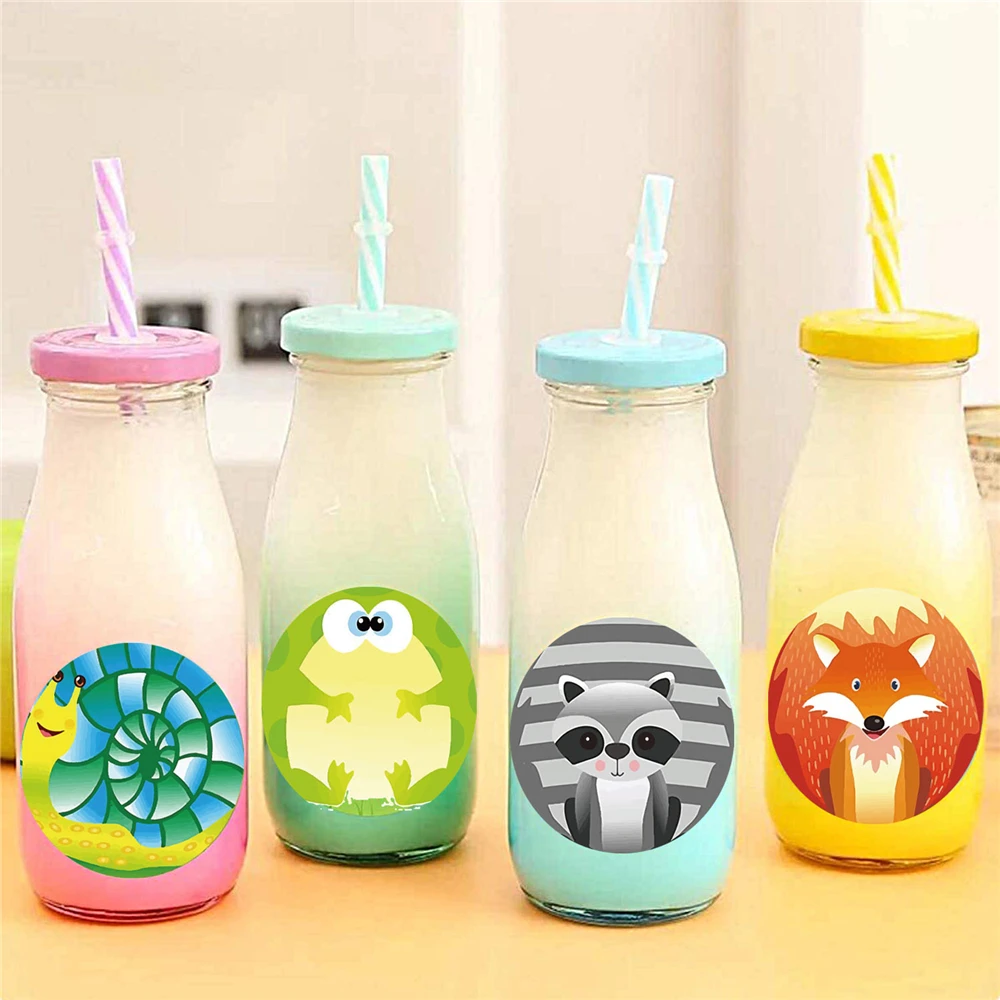 Autocollants ronds d'animaux de dessin animé 1 pouce, étiquette de récompense pour enfants, papeterie décorative fournitures scolaires pour enseignants, 100 à 500 pièces