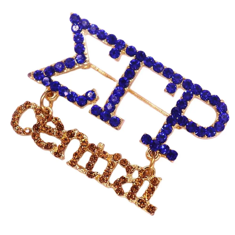 Customize Alloy Blue Yellow Rhinestone Greek Letter Central Sigma Gamma Rho Brooch Sorority 1922 SGR Pin Jewelry