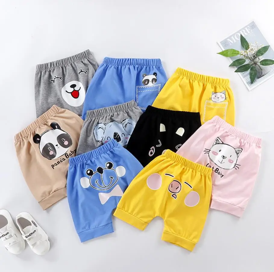 Baby Boys Shorts Casual Solid Colors Elastic Waist Boy Pants Summer Calf Length Kids Trousers Soft Infant PP pants