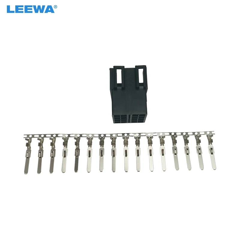 LEEWA Car Audio CD player Connector 16pcs Terminal 16 Pins Socket for Volkswagen Peugeot KIA Chery CD/DVD DIY Plug Changer