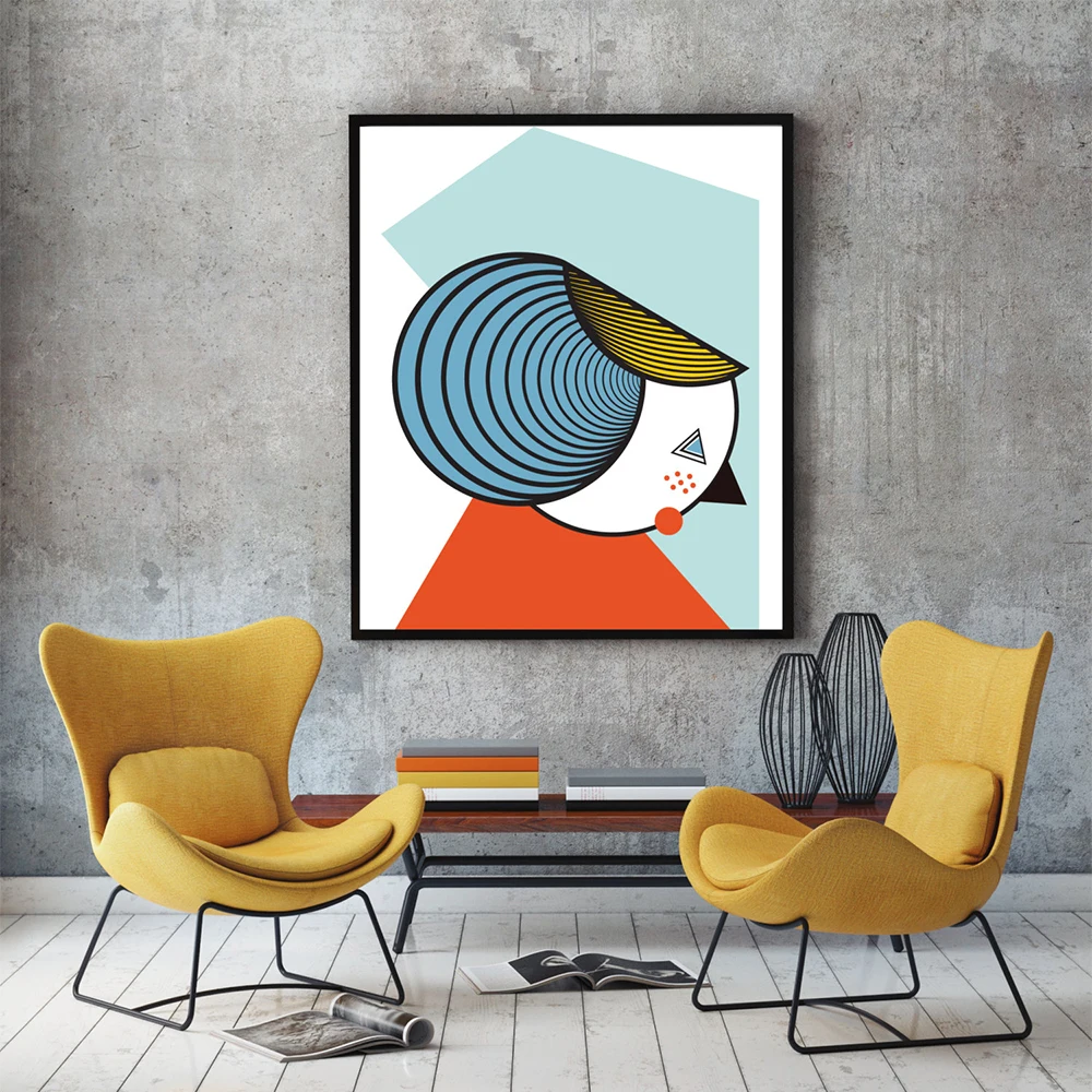 Lady Geometric Posters Modern Minimalist Wall Art Canvas Painting Abstract Colourful Picture Prints for Living Room Home Decor