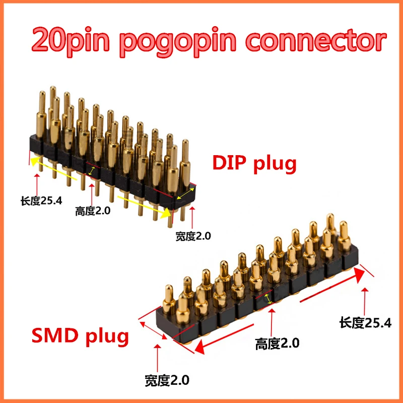 20pin pogopin connector pitch 2.54mm Test needle Charging pin  battery Spring probe Conductive needle Thimble test