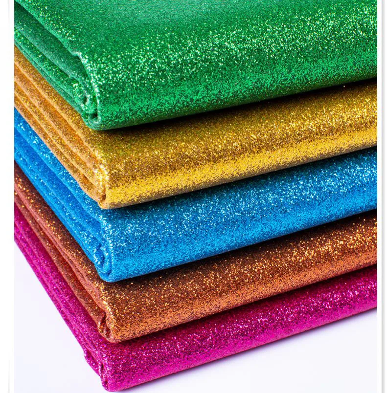 Hot Sale Plain Glitter Synthetic Pu Leather Fabric Material Per Roll 50 Yards