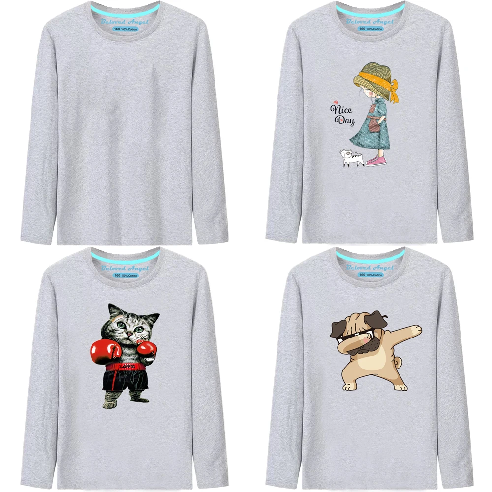 Kids Long Sleeve T-shirt Children Clothing Funny Spring Autumn Tops Cartoon Cotton Tees Boys Girls Clothes Hot Video Game 3-15T