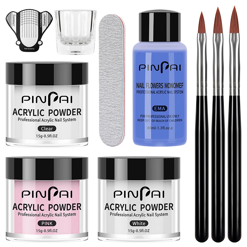 PinPai 10 sztuk Nail Art akrylowy zestaw do zanurzania w proszku zestaw Glitter Rub Pigment Dip proszek akrylowy do tipsów zestaw do zanurzania w proszku