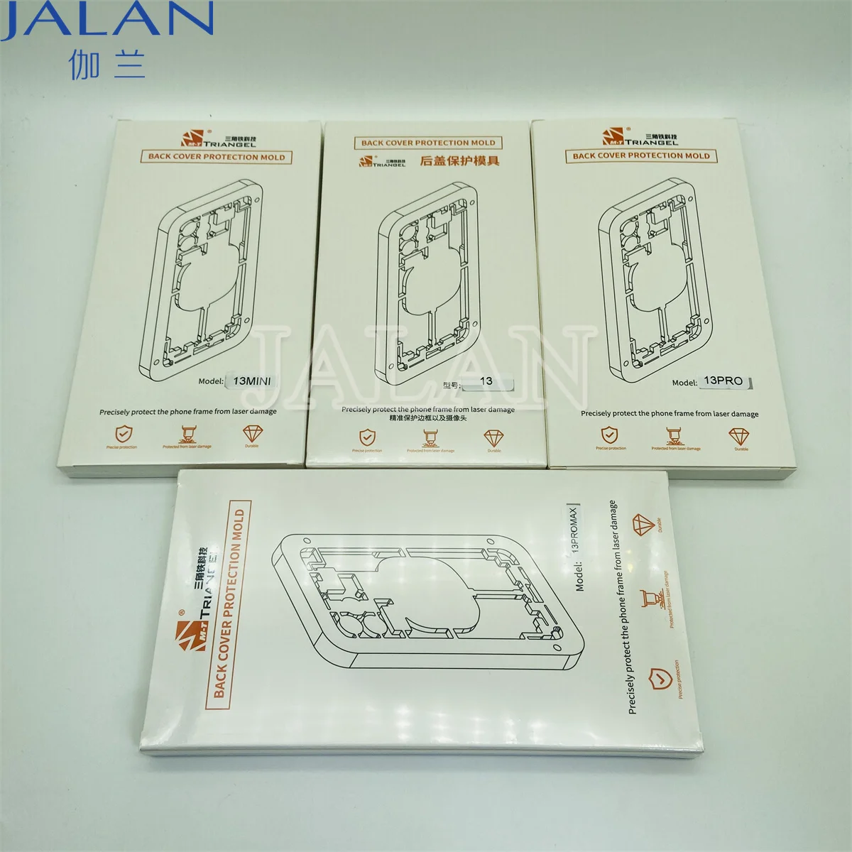 M-Triangel iP8-15 Pro Max Protective Mold For Laser Machine Working Separating Back Housing Glass No Hurt Camera Lens