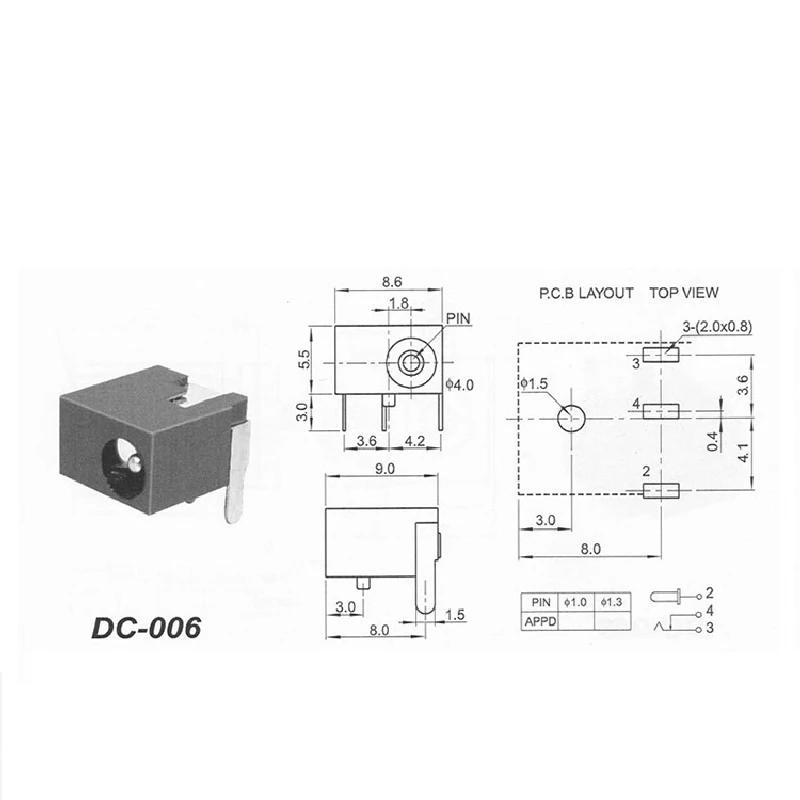 10pcs DC-006 Power Socket Connector The Power Supply Female Power Connect Jack 3pin DC006