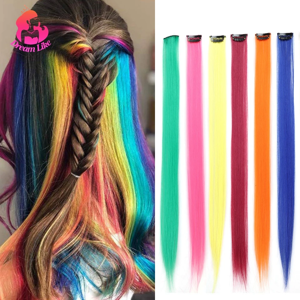 Dream Like Synthetic Clip in Hair Extensions 36Colors Ombre Straight Fake Hair Clip In Hairpieces High Temperature Faber Pieces