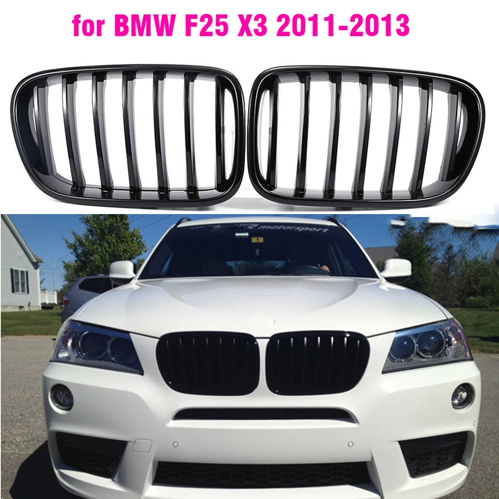 ABS Gloss Black Sport Kidney Grille Grill for BMW F25 X3 2010 2011 2012 2013 Accessories Styling Replacement Racing Front Bumper