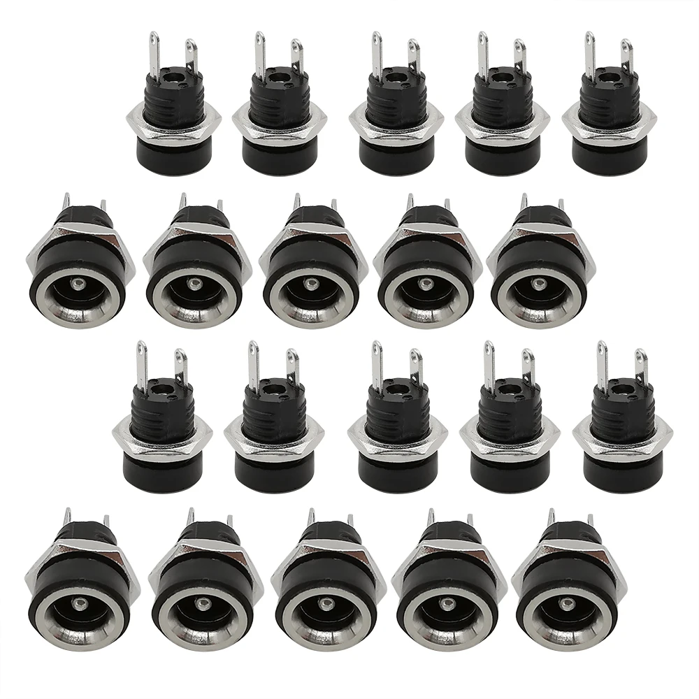 

100Pcs DC-022B DC022B 5.5 x 2.1mm DC Power Jack Socket Female Panel Mount Connector Adapter 2 Terminal Type DC Connectors