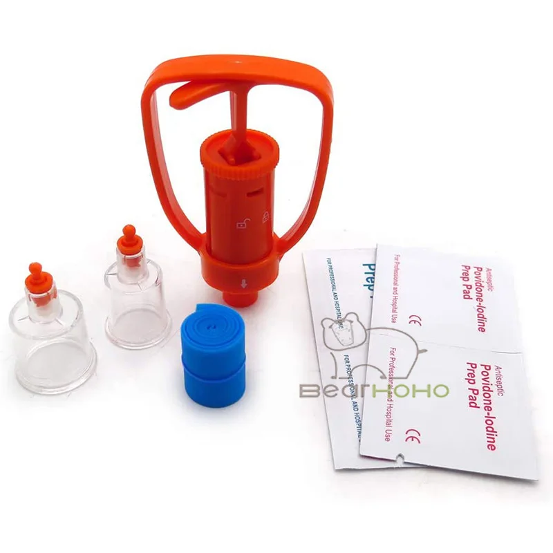 Kit de picadura de abeja de serpiente, suministros de primeros auxilios de supervivencia de emergencia, Extractor de Venom, bomba de succión para senderismo, mochilero y Camping