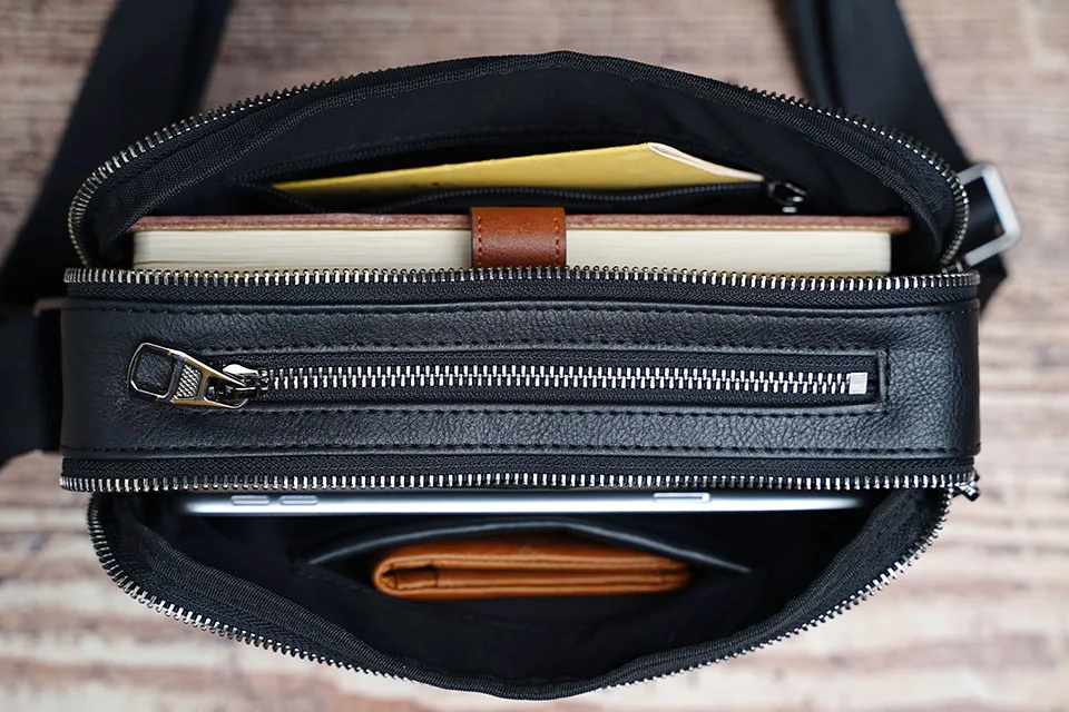 NUPUGOO Casual männer Schulter Tasche Aus Echtem Leder Klassische Umhängetasche Einfache Crossbody Hohe Qualität Leder Für 9,7 Zoll iPad – Detail 17