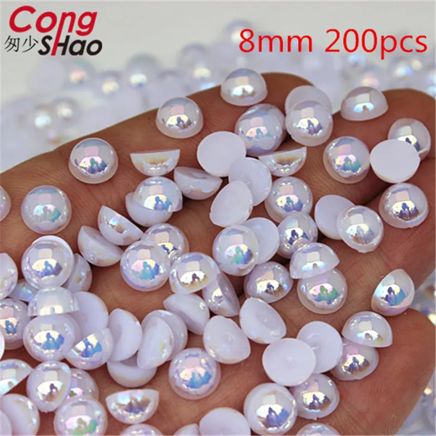 Mix Size AB Color Flatback Half Round Pearl Craft ABS Imitation Pearl Acrylic Rhinestones Scrapbook Beads 3D Non HotFix Nail Art