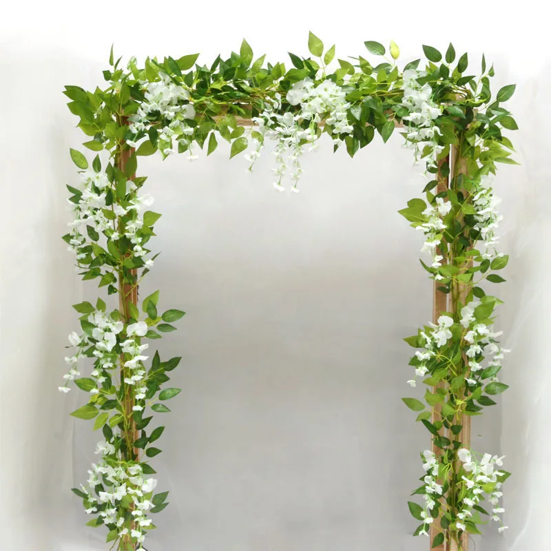 

2 Meter Fake Leaf Flower Vine Plastic Wire Rattan Home Decoration Accessories Wedding Decorative Plants Wall Artificial Flowers