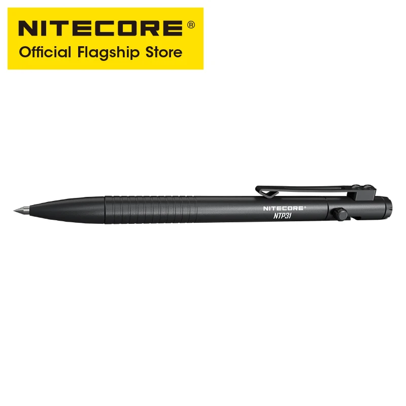 NITECORE ปากกายุทธวิธีสลักเกลียวแบบสองทิศทางสำหรับงาน NTP31 CNC ปากกาลูกลื่นป้องกันตนเอง + ตัวทุบกระจกปลายเรียวทำจากเหล็กทังสเตน