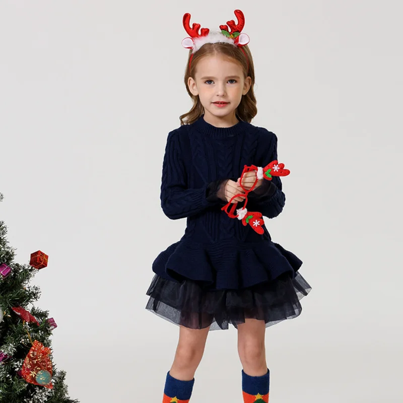 2023 Girls Dresses For Christmas Tutu Dress Winter Children Sweater Princess Party Costumes Clothing Autumn Kids Sweater Dress