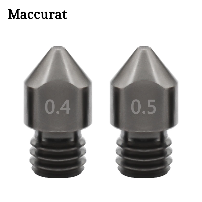 Maccurat 1Pc MK8 Hardened Steel Nozzles Mold Steel Extruder Extrusion Part 0.2-1mm Threaded 1.75mm Nozzles 3D Printer Parts