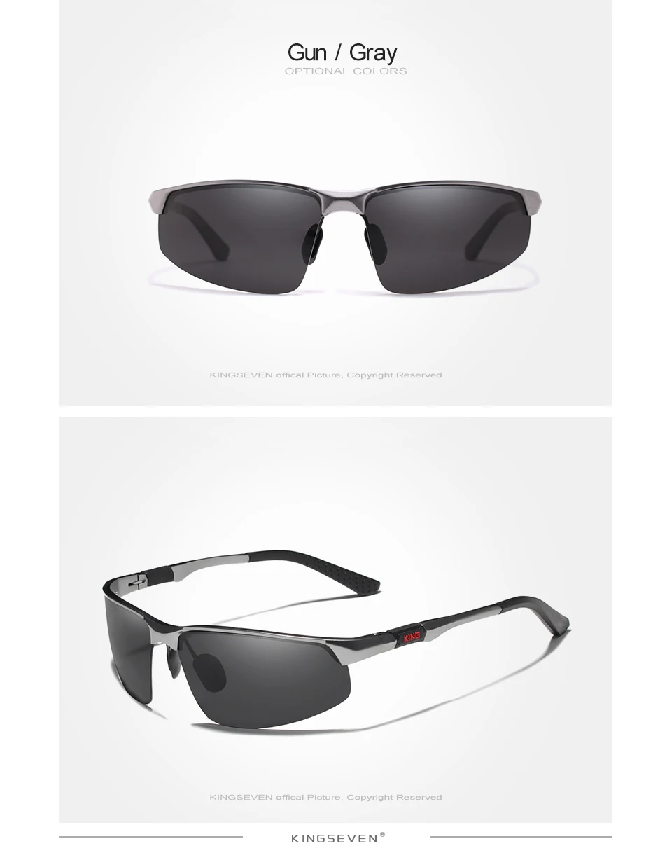 KINGSEVEN Marke 2024 Polarisierte Serie Fahrer-Sonnenbrille für Herren aus Aluminium mit Spiegelgläsern, Sonnenbrille für Männer und Frauen, Brillen – Detail 7
