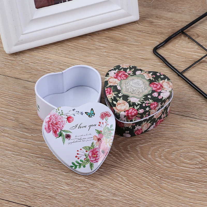 1Pcs Mini Vintage Flowers Tin Wedding Candy Tea Storage Boxes Metal Box Gift Coin Earrings Box Party Favor Case Random