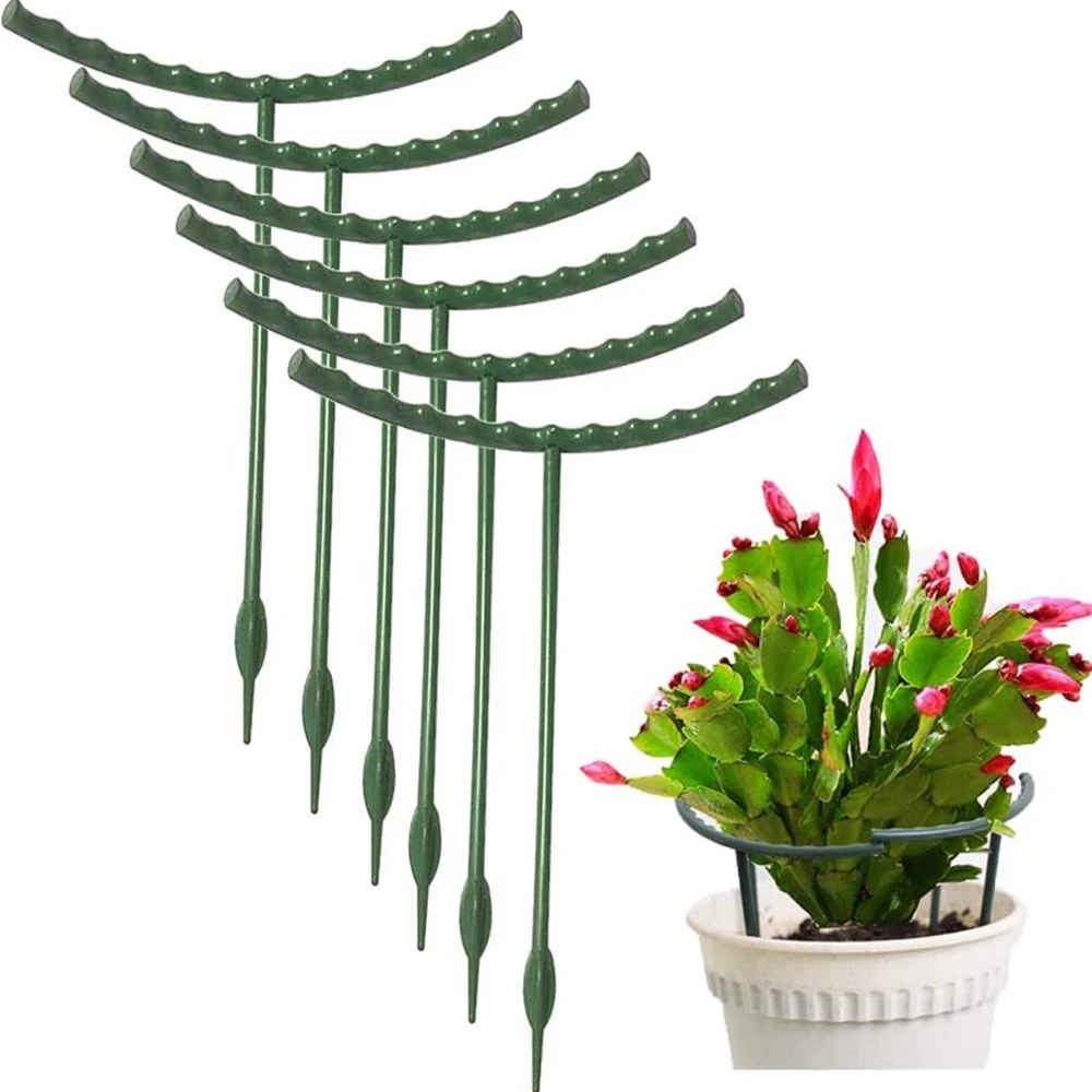 6pc Plastic Plant Support Pile Stand for Flowers Semicircle Greenhouses Arrangement Fixing Rod Holder Orchard Garden Bonsai Tool