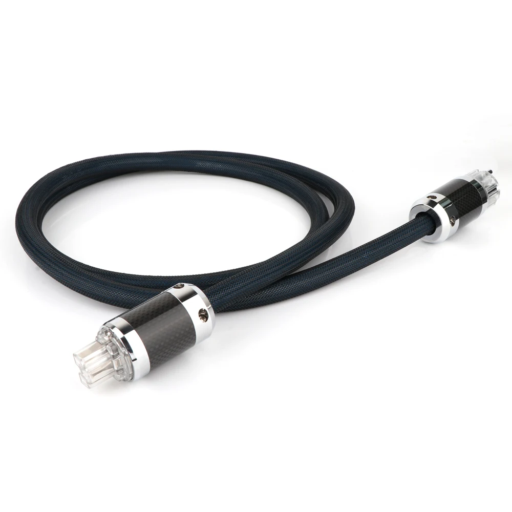 Hifi Audio OFC Copper Suppy Main EU AC Power Cable Wire With Carbon Fiber EU Connectors Plug