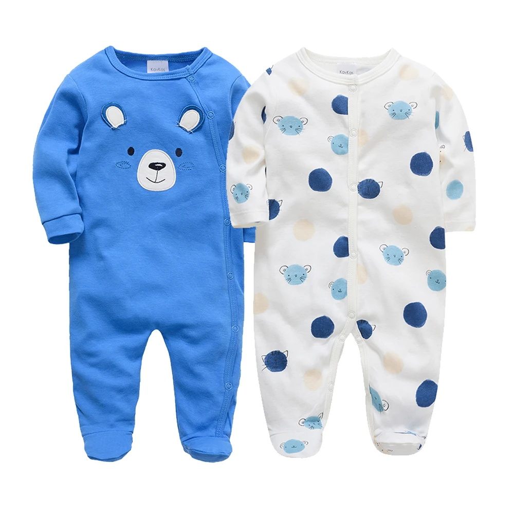 

2 Pcs Baby Clothes Boys Romper 100% Cotton Soft Kids Jumsuit Blue Bear Print Overalls Girls Clothing 0~12 Months Hot Selling