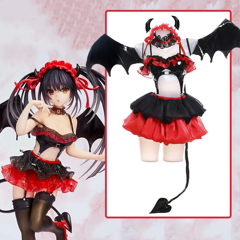 

New！Anime Date a Live Cos Tokisaki Kurumi Little Devil Dress Cosplay Halloween Women Costume Lovely Suit