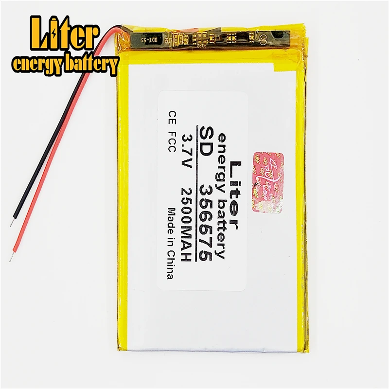 

356575 3.7V 2500mah Lithium polymer Battery with Protection Board For MP4 GPS Tablet PC