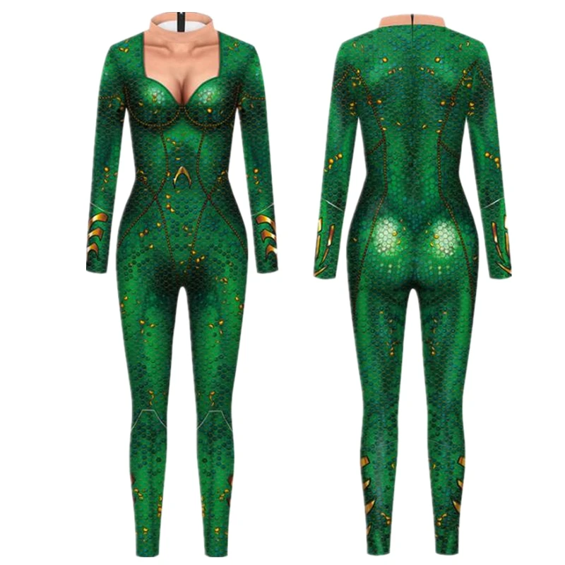 Superhero Aquaman Mera Sexy Slanke Jumpsuit Catsuit Cosplay Kostuums Zentai Vrouwen Bodysuit Fancy Kleding Halloween Panty