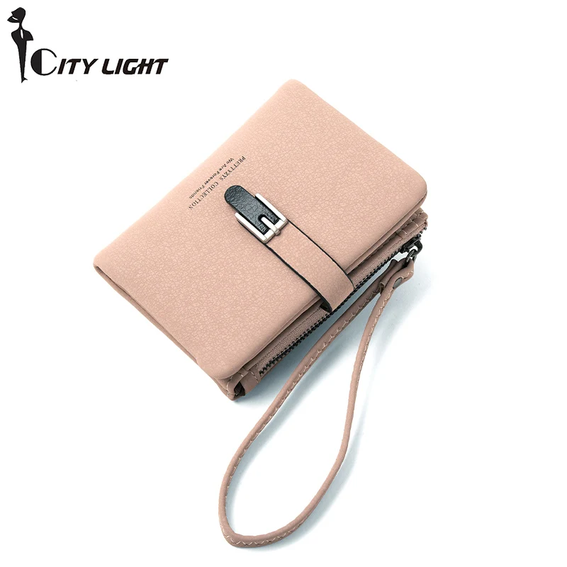 

Women Wallet Short Design Fashion Wrist Small Bag Brand Pu Leather Coin Purse Hasp Zipper Female Card Holder Clutch