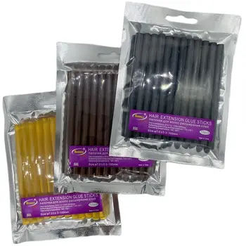 24 יח'\חבילה קוטר 7x100mm הארכת שיער מקלות דבק חם להמיס מקל דבק עבור שיער הארכת 3 צבע